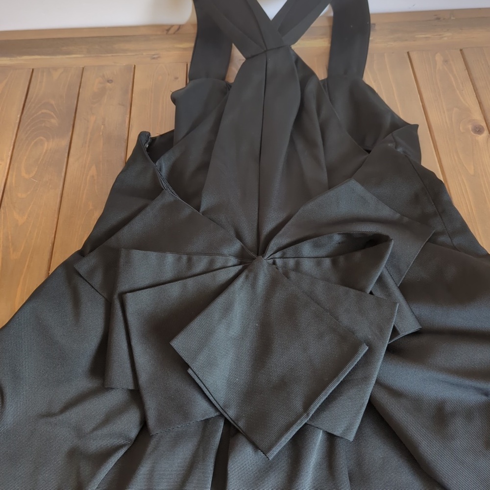 BCBGMaxAzria Long Black Sleeveless Full Maxi Dress Gown Back Bow - Picture 11 of 15